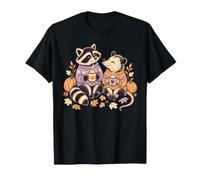 Carino Raccoon Opossum Autunno Zucca Creature Bosco Maglietta