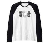 Carino Raccoon Paws Giocando Rock Paper Forbici Maglia con Maniche Raglan