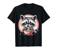 Carino Raccoon Ramen Anime Kawaii Artwork Japanese Noodles Maglietta