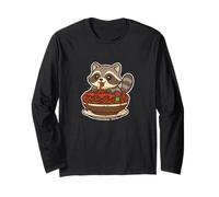 Carino Raccoon Spaghetti Pasta Amante Maglia a Manica