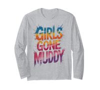 Carino Ragazze Gone Muddy Fango Run Mudder Buddies Mudding Squad Maglia a Manica