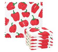 Carino Red Pepper Pattern microfibra piatto asciugatura asciugamano 6 Pack microfibra strofinaccio decorazione toallas para salon de belleza 11x11 pollici