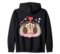 Carino Riccio con Cuore e Amore Felpa con Cappuccio