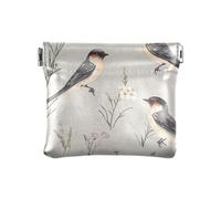Carino Rondine Uccelli Donna Piccola Pelle Cambiare Borsa Portamonete Portatile per Donne Ragazzi Ragazze, Simpatici uccelli rondine, 4.33"(L) x 3.74"(W) x 0.39"(H), classico