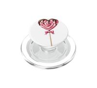 Carino rosa a forma di cuore caramella con cioccolato glassa lecca-lecca PopSockets PopGrip per MagSafe
