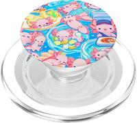 Carino Rosa Axolotl Kawaii Axolotls Pizza E Sushi Su Blu PopSockets PopGrip per MagSafe