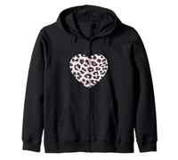 Carino Rosa Chiaro Nero Leopard Modello Animale Minimalista Felpa con Cappuccio