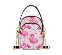 Carino Rosa Fenicotteri San Valentino Borse a Spalla Singola Stampa Carina Borse per Telefono con Tracolla a Catena Trapuntato Signore Tote Crossbody Satchel