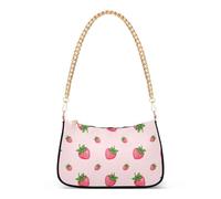 Carino rosa fragole foglie verdi una spalla borse per le donne retrò formale borsa hobo catena cinghia cerniera borsa a tracolla