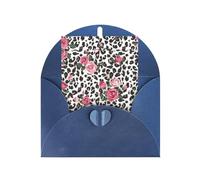 Carino Rosa Mix Leopard Pattern Stampa Bianco Perla Carta Auguri, Biglietti Verticali Disegni, Buste Per Ringraziamento, Inviti