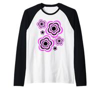 Carino Rosa Nero Bianco Fiore Astratto Bauhaus 2 Forme Mania Maglia con Maniche Raglan