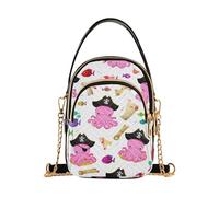 Carino rosa polpi pirati borsa a tracolla singola donna telefono borsa piccola catena stampa floreale borsa a tracolla da donna tote borsa a tracolla, 15 cm × 21,1 cm × 7,9 cm