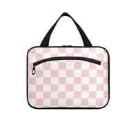 Carino rosa scacchiera appeso borse per le donne che viaggiano con gancio, designer impermeabile trucco organizzatore borsa per viaggio Essentials Bagno cartera para maquillaje L