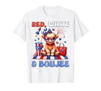 Carino Rosso Bianco E Boujee Highland Cow 4 luglio Patriottico Maglietta