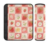 Carino rosso fragola fiore check modello 2 pz auto cintura copertura rilascio stress al collo e spalle per la maggior parte delle auto Protector para cinturón de carro