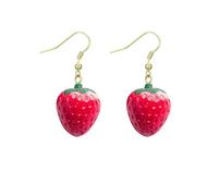 Carino Rosso Fragola Orecchini per Le Donne Gioielli Frutta Smalto Pendenti Accessori Alla Moda Dichiarazione Novità Regali Fragola Outfit 2025, Metallo, Nessuna pietra preziosa
