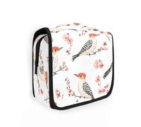 Carino Rosso - Picchio dal ventre Uccelli Bianco Toiletry Bag con gancio appeso Borsa cosmetica da viaggio portatile per le donne Accessori da viaggio