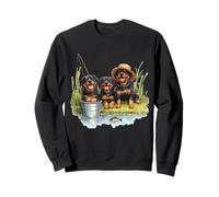 Carino Rottweiler Cani Pesca Stagno Lago Pesce Pescatori Cucciolo Felpa