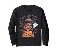 Carino Rottweiler Strega Halloween Zucca e Fantasma Maglia a Manica