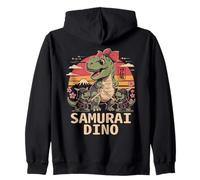 Carino Samurai Trex Kawaii Dino Chibi Dinosauro Giapponese Felpa con Cappuccio