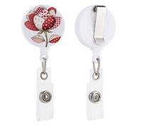 Carino San Valentino Rose Patchwork Tessuto Stile Retrattile Porta Badge Reel Clip ID Card Holder per Medico Infermiere Studente Ufficio Lavoratore