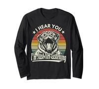 Carino Sbadiglio Pug I Hear You I'm Just Not Listening Tramonto Retro Maglia a Manica