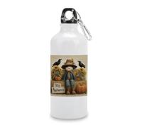Carino Scarecrow My Autumn Sunflowers Crows Borraccia da viaggio in alluminio, bottiglia sportiva con fibbia a torsione per uomini e donne, campeggio ed escursionismo, 600 ml