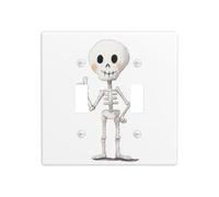Carino scheletro Doing A Thumbs Up Double Gang Toggle Light Cover Wall Plate Switch Decor Dimensioni standard - 11,4 x 11,4 cm