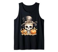Carino Scheletro Strega Cappello Autunno zucche Canotta