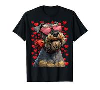 Carino Schnauzer con Cuore Occhiali Rosa San Valentino Cane Maglietta