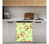 Carino Scimmia Fiore Lavastoviglie Magnete Copertura Magnetica Del Fumetto Scimmia Decorazione Pannello Magnetico Stiker Per Frigorifero Cucina Decorazione Porta, 58,4 x 66 cm