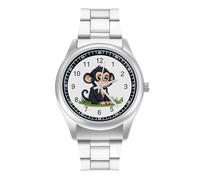 Carino scimmia moda quarzo orologio da polso in acciaio inox orologi da polso con numeri arabi per uomo donna, Stile:, regular, MHXYZHW