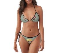 Carino Scimmia Stampa Beachwear Costume Da Bagno Donna Due Pezzi Costume Da Bagno Estate Vacanze Piscina Attività, Nero , XXL