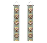 Carino Scimmia Stampa Decorazione Banner Sfondo Congratulazioni Porta Adatto Uso Interno Esterno Facile Installazione