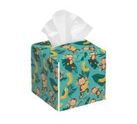 Carino Scimmie Banana Foglia di Palma Copertura in Pelle di Pvc Portatovaglioli in Pelle PVC Impermeabile Porta Tovagliolo Porta Tessuti Decorativo per Tavolino da Caff