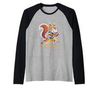 Carino Scoiattolo Che Gioca a Calcio Maglia con Maniche Raglan