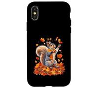 Carino scoiattolo con foglie autunnali animali del Ringraziamento Custodia per iPhone X/XS