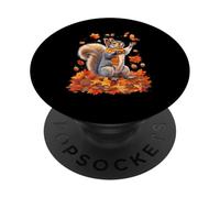 Carino scoiattolo con foglie autunnali animali del Ringraziamento PopSockets PopGrip Adesivo