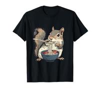 Carino Scoiattolo Mangiare Ramen Kawaii Anime Tagliatelle Giapponesi Maglietta