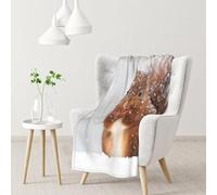 Carino scoiattolo stampato sulla neve,Coperta morbida, calda, anti-pilling, in flanella, peluche, 76 x 102 cm