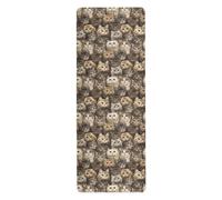 Carino Scottish Fold Cats Brown yogamat per esercizio stampato, antiscivolo, caldo tappetino asciugamano yoga con borse tapete para ejercicio 180,3 x 66 cm