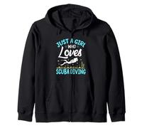 Carino Scuba Diver Girl Loves Diving Womens Immersione Crew Felpa con Cappuccio