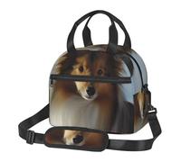 carino shetland cane borsa pranzo per uomini donne isolato pranzo box per adulti riutilizzabile pranzo tote bag tracolla regolabile, grande capacità a prova di perdite borse frigo per lavoro viaggi