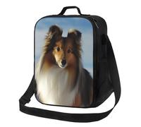 carino shetland cane Lunch Bag per donne uomini isolato Lunch Box riutilizzabile a prova di perdite pranzo Tote Bags Cooler contenitori per alimenti borsa per pasti a spalla per lavoro viaggi
