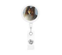 Carino Shetland Dog Badge Reel retrattile ID badge clip divertente lavoro badge titolare con coccodrillo plastica leggera porta nome titolare per infermiere insegnante ufficio regali