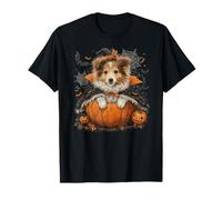 Carino Shetland Sheepdog Cane Halloween Spettrale Pipistrelli Zucche Maglietta