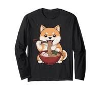 Carino Shiba Inu Mangiare Ramen Giapponese Kawaii Dog Noodles Maglia a Manica