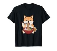 Carino Shiba Inu Mangiare Ramen Giapponese Kawaii Dog Noodles Maglietta