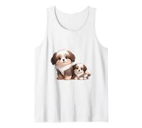 Carino Shih Tzu Cane e Cucciolo Adorabile Arte Canina Canotta