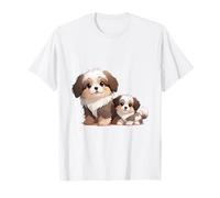 Carino Shih Tzu Cane e Cucciolo Adorabile Arte Canina Maglietta